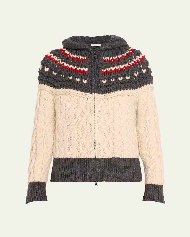 High Mountain Fairisle Cashmere Zip-Up Cardigan
